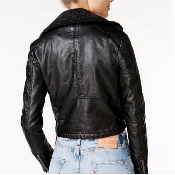 Free People Black Vegan Moto Biker Jacket Size L - Picture 2 of 12